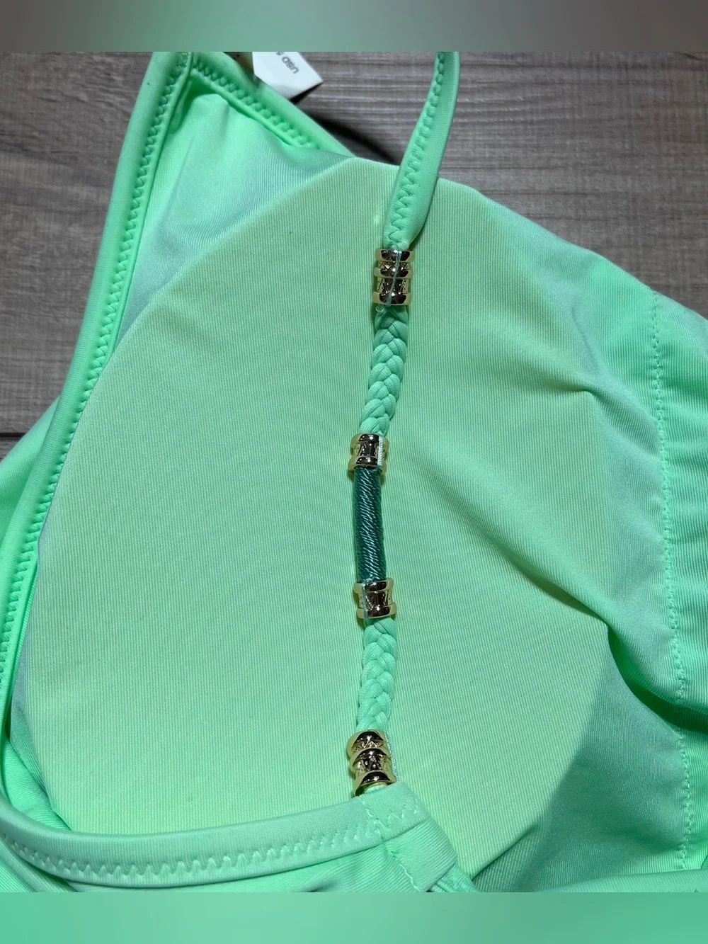 Aerie Womens Beaded One Shoulder One Piece Swimsuit Size Large Lime Green